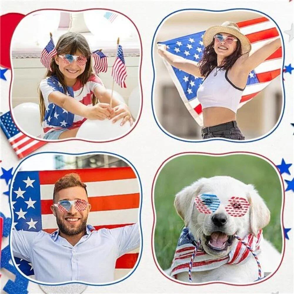 Memorial Day 4th of July Shutter  Glasses 12 Pack, Red White & Blue American